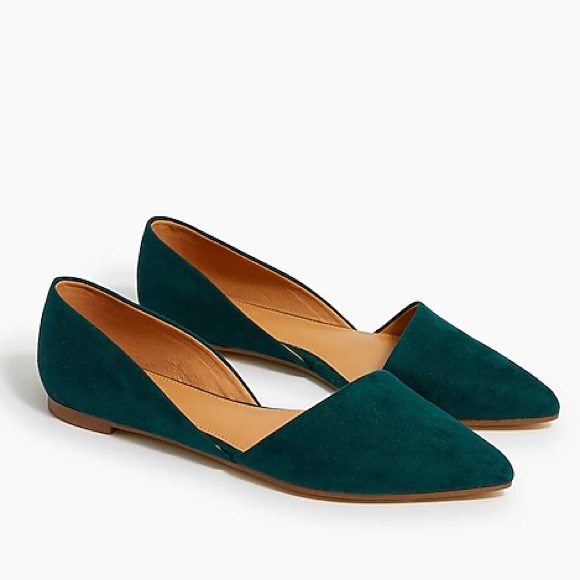 J. Crew || Zoe Sueded d'Orsay Flats Academic Green 9